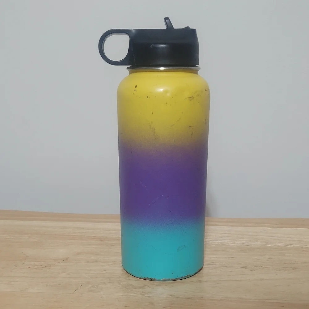Hawaiian Rainbow Hydro Flask Yellow, Purple, and Teal Ombre Bottle - 32 Ounce